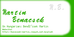 martin benacsek business card